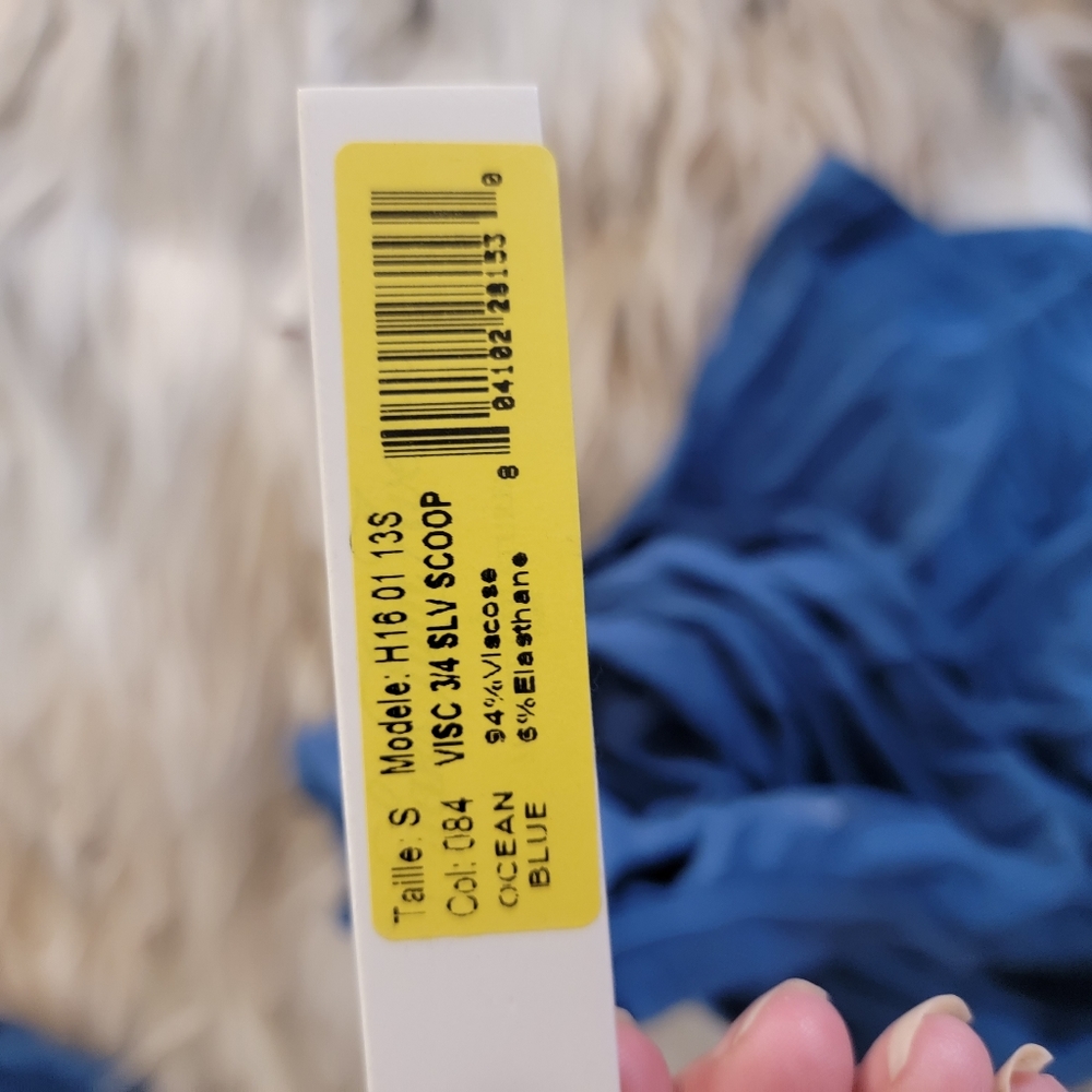 Saks Fifth Avenue Teal Blue Long Sleeve Scoop Neck Top - Picture 9 of 10